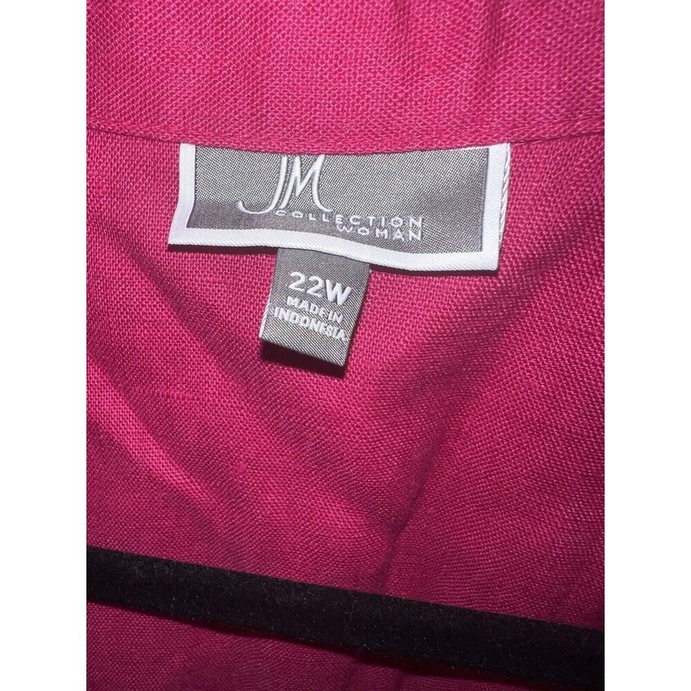 JM Collection Linen Blouse Womens Plus Sz 22W Roll Tab Sleeve Pink Button Up New - Picture 4 of 10